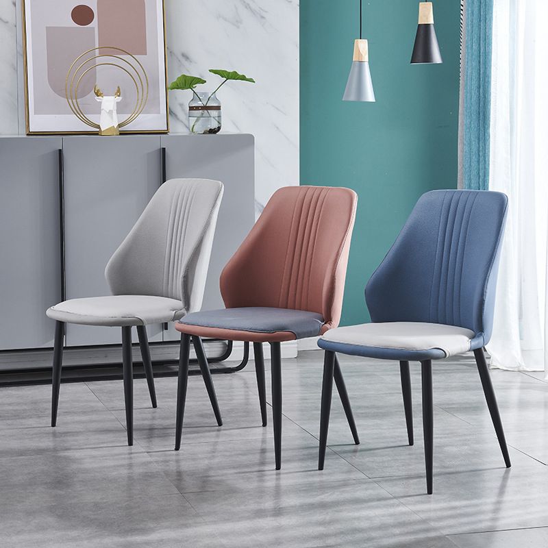 Juego de sillas de metal de estilo moderno, silla auxiliar con respaldo sólido para cocina y comedor (juego de 4)