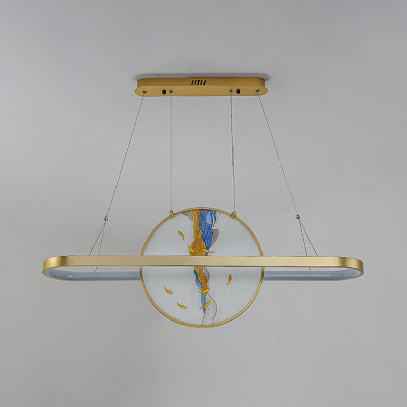 Luz de metal lineal de la isla colgante moderna moderna de 2 luces lineales de metal liviano