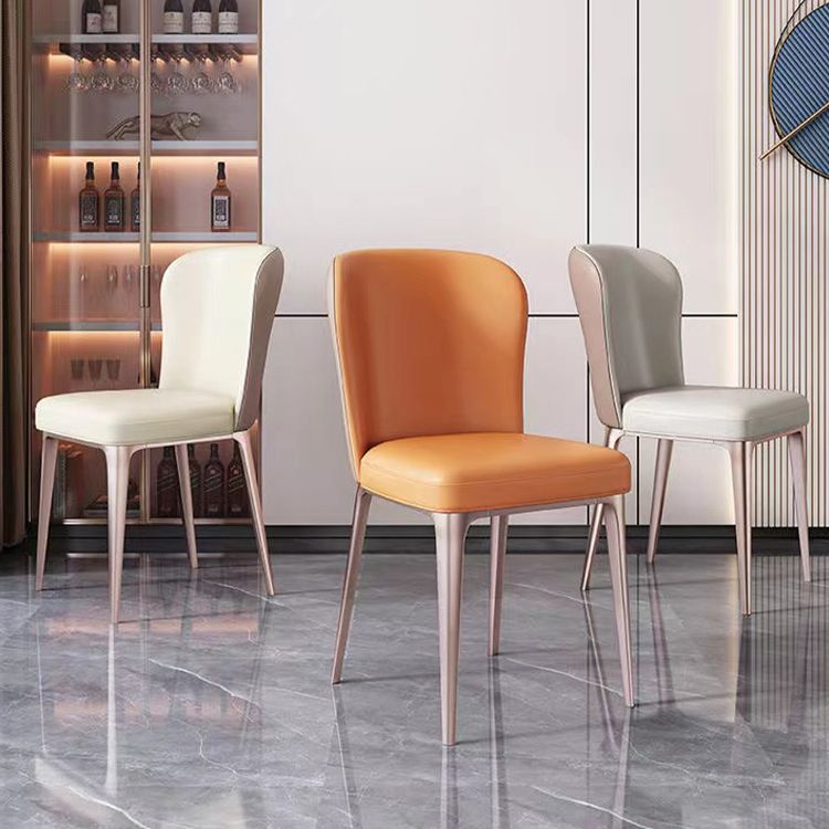 Kitchen Side Chair Metal Legs Upholstered Armless Dining Chair