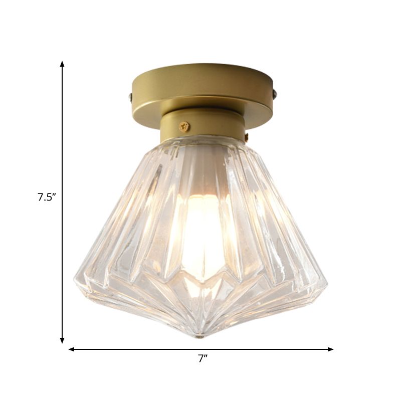1 Head Flush Light Colonialism Clear Glass Scalloped Ceiling Fixture for Kitchen, 6.5 "/7" W