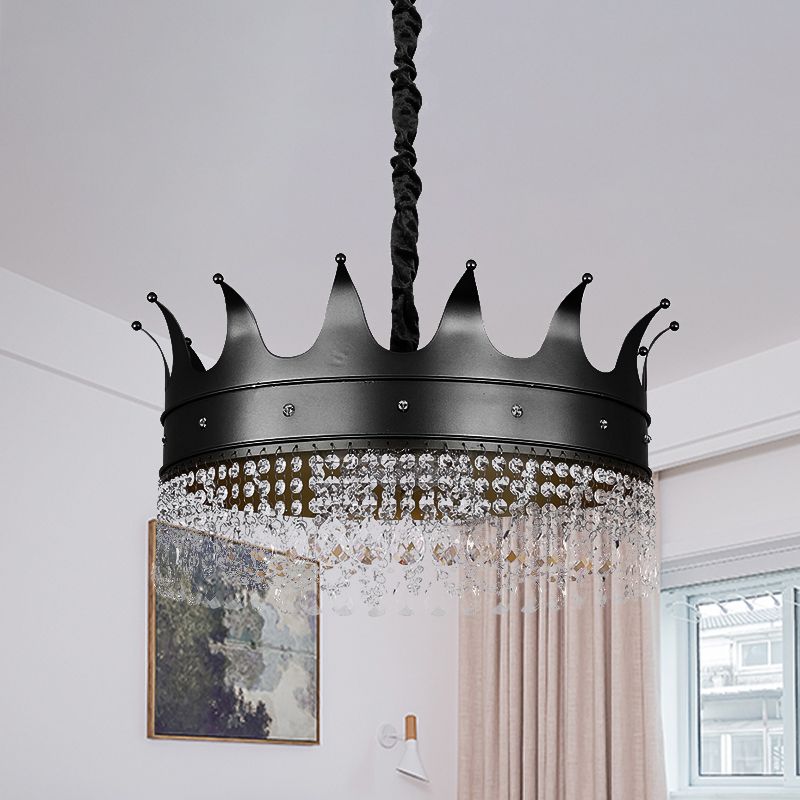 Bambini 4/5/5/6 luci a pendente lampadario nero a forma di corona a forma di crynal Ap apolpito con tonalità metallica