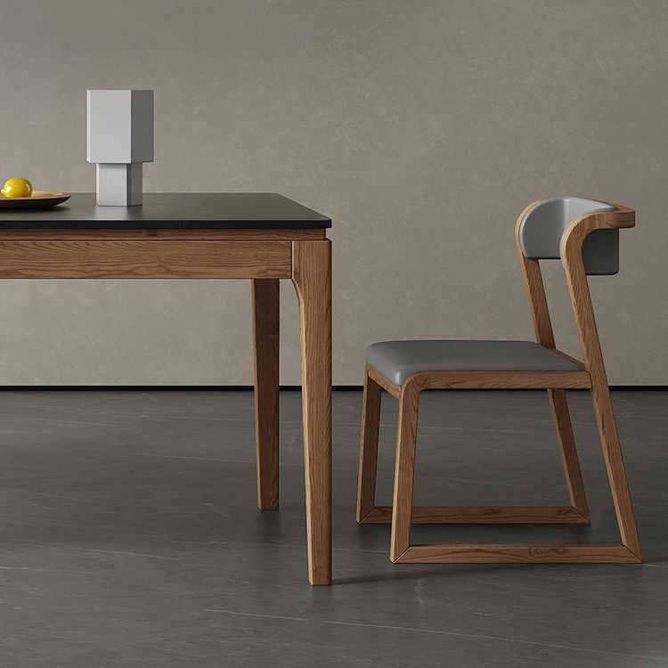 Modern Rectangle Stone Dining Table Wood Legs for Dining Room