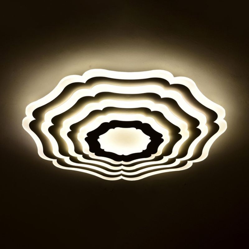 Schlichter Stil, Ripple-Unterputzleuchte, Schlafzimmer-LED-Deckenleuchte aus Acryl in Weiß