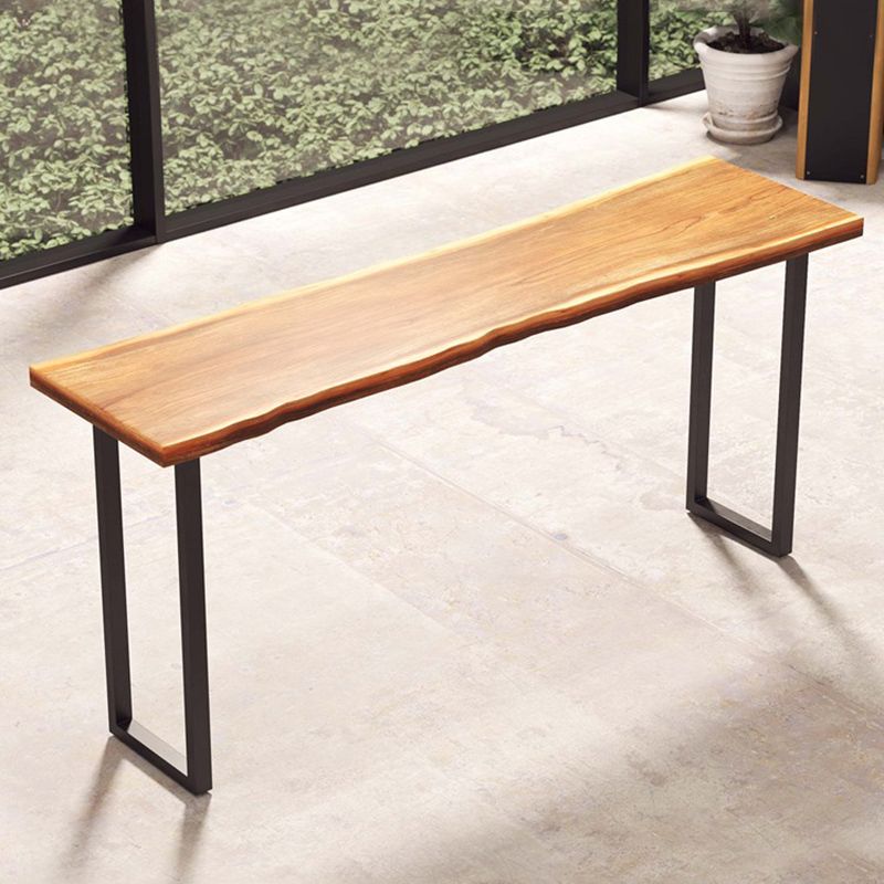Industrial Rectangle Bar Table Solid Wood Bistro Bar Desk with Sled Base