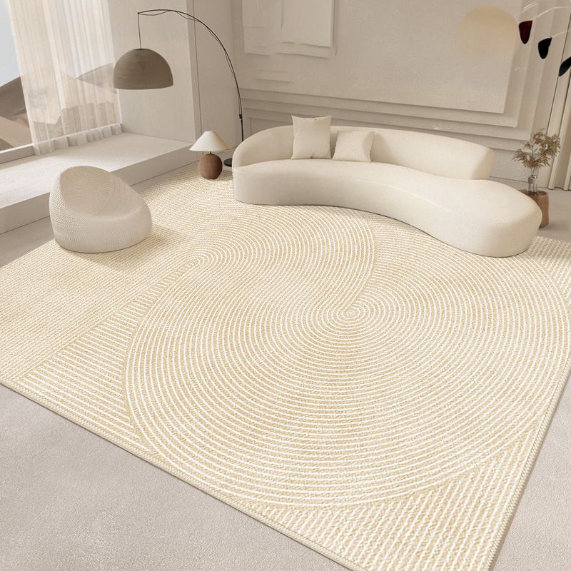 Simple Plain Stripes Rug Polyester Indoor Rug Non-slip Area Carpet for Living Room and Bedroom