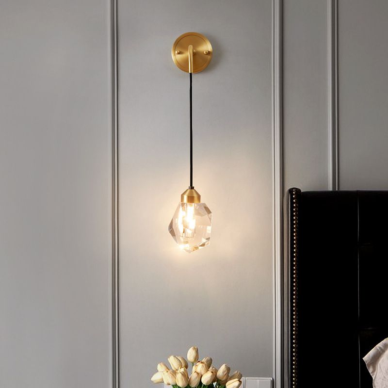Contemporary Wall Sconce Crystal and Brass Sconce Lighting for Hallway