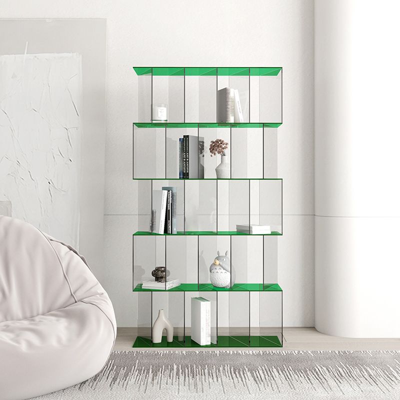 Contemporary Open Back Vertical Bookcase Acrylic Bookshelf with Shelves