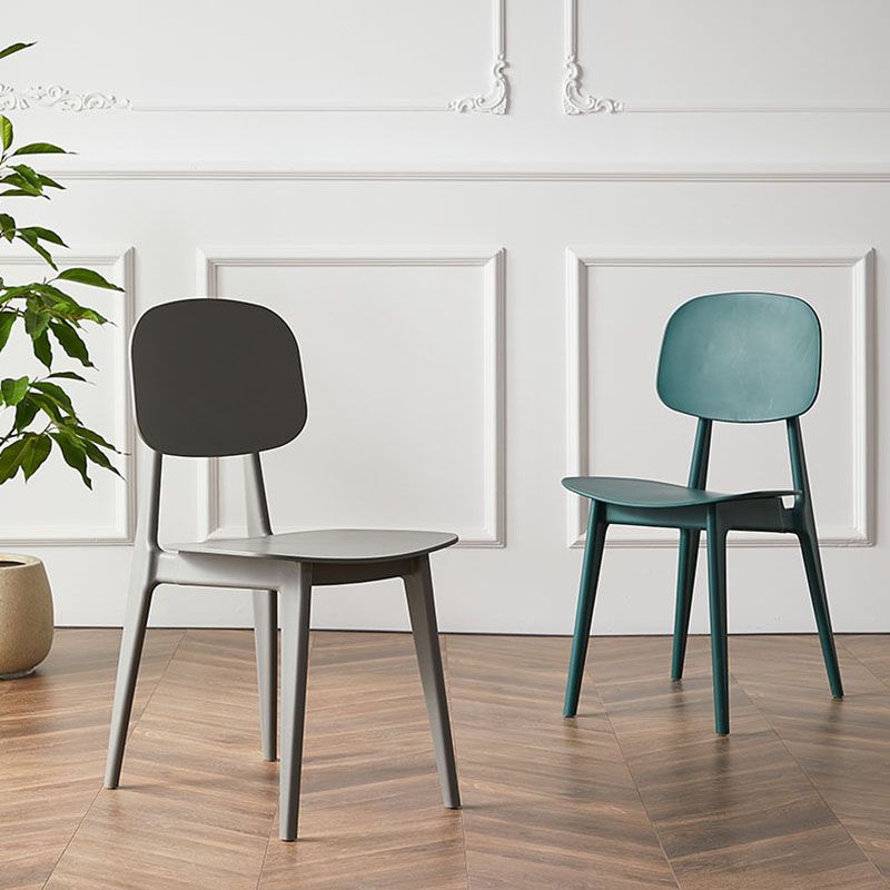 Silla lateral de comedor con respaldo abierto de diseño escandinavo, silla sin brazos de comedor de plástico