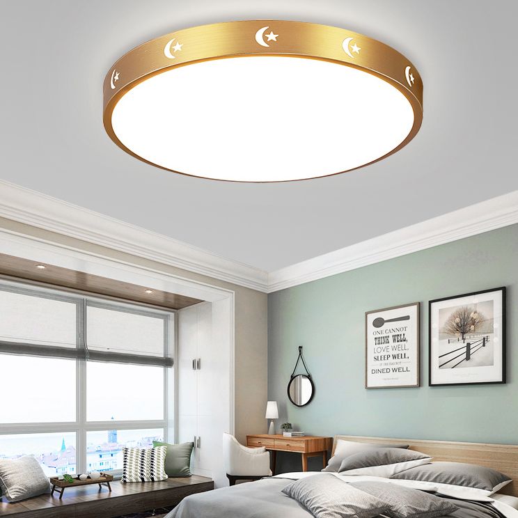 Minimalist LED Flush Mount Drum Light Aluminum Flush Mount Ceiling Light for Living Room