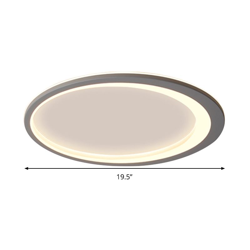 12"/16"/19.5" W Grey Oval Ring Ceiling Light Nordic Style LED Metallic Flush Mount Lamp in Warm/White/3 Color Light