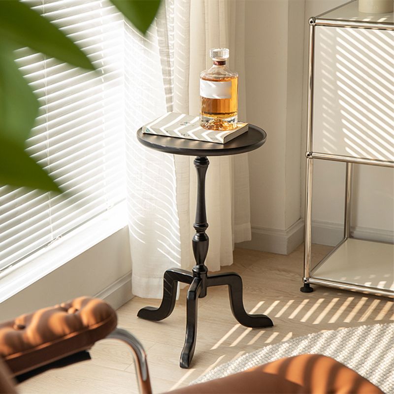 Rustic Round 3 Legs Side Table Solid Wood Tray Top End Table Set