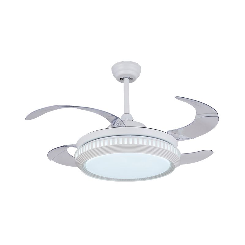 Metall Gold/White Semi Flush Circle LED 42 "breit zeitgenössische 4 Klingen Hängende Lüfterbeleuchtung, Fernbedienung/Frequenzumwandlung und Fernbedienung