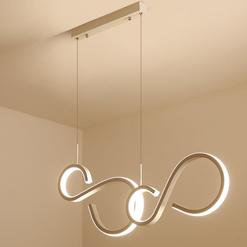Éclairage pendentif acrylique torsadé simplicité de 31,5 "/ 43" LED LED LEMPORT PLACE PLADIER PLADIER EN BLANC