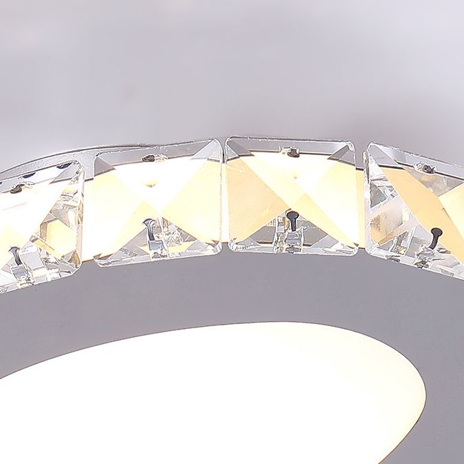 Silver Shaded Semi Flush Mount Lighting Modern LED Crystal Ceiling Light Fixture