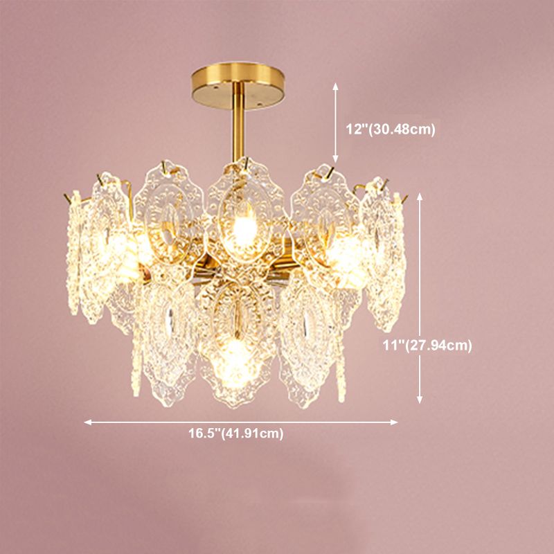 American Style Chandelier Glass Multi Head Hanging Light for Dining Room
