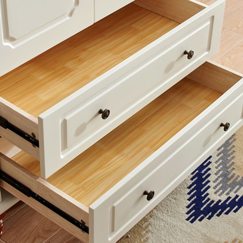 Hinged Wardrobe Cabinet with Legs Coastal Wooden Wardrobe Armoire