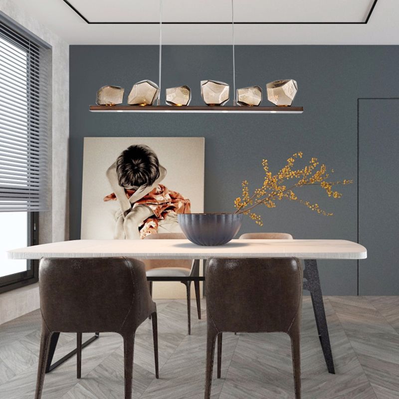 Contemporary Style Geometry Island Lights Clear Glass 6 Light Island Pendant Lights