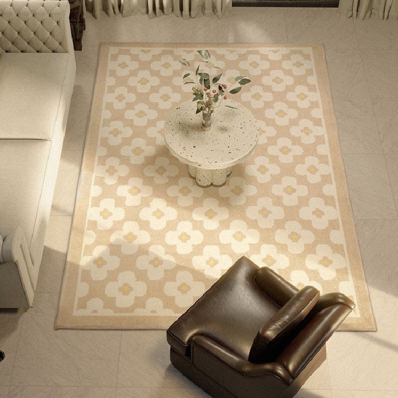 Stylish Modern Area Carpet Floral Pattern Polyester Area Rug Stain Resistant Area Rug for Home Decor