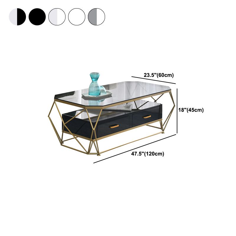 Modern Frame Coffee Table Rectangular Glass Top Coffee Cocktail Table for Home