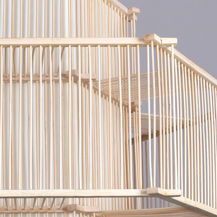 Bamboo Asia Pendant Light 1-Light Beige Hanging Ceiling Light for Tea Room