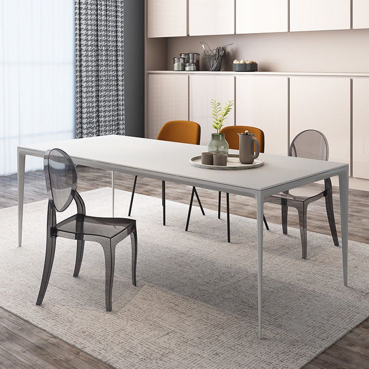 Modern Aluminium Dining Table Set 1/4/5/7 Pieces Rectangle Dinette Set with Sintered Stone