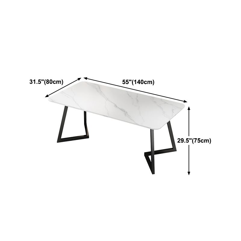 Modern Rectangle Dining Table Set 1/2/5/7 Pieces Dinette Set with White Sintered Stone Top