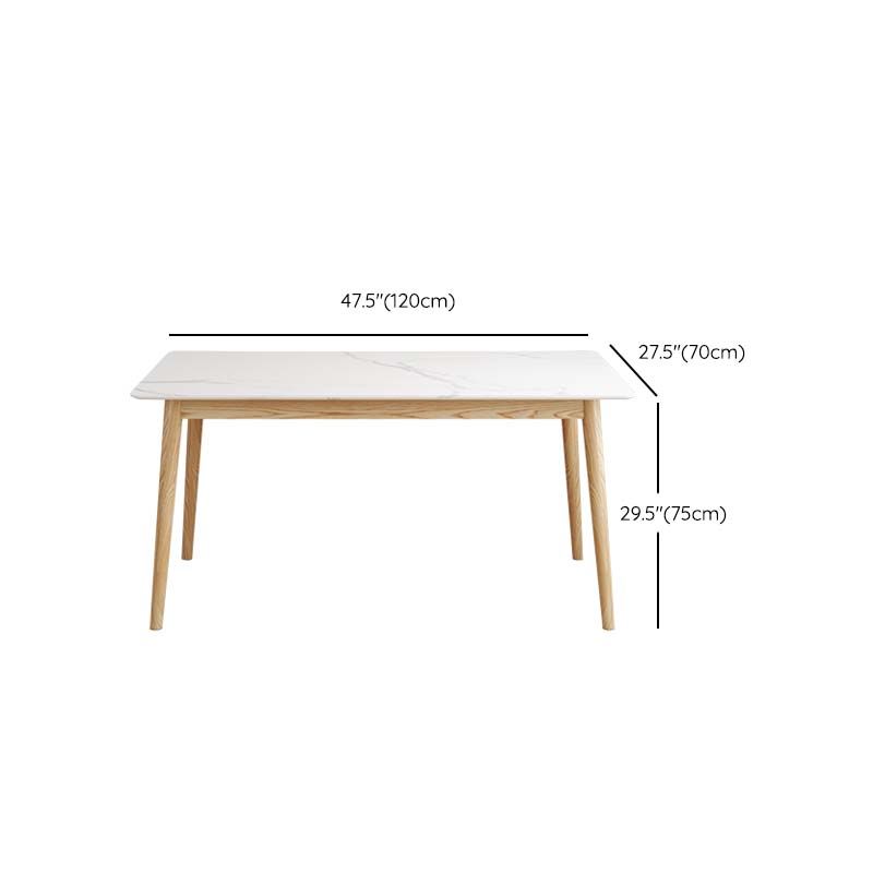 Mid-Century Dining Table with Ash Wood Frame White Stone Top Table