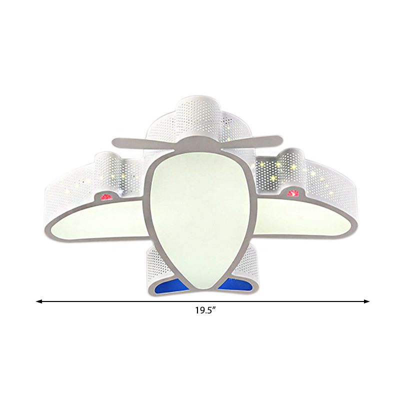 Acrylic and Metal Plane Flush Mount Light Boys Bedroom Cartoon Eye-Caring LED Ceiling Lamp
