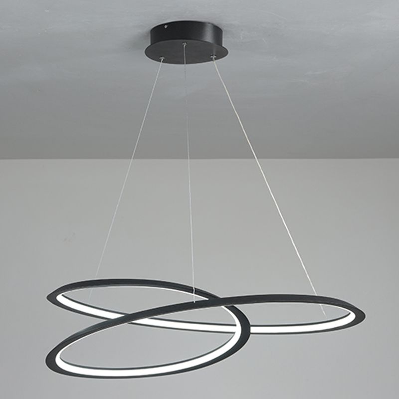 Modern Simplicity LED Chandelier Wrought Iron Linear Pendant Light with Acrylic Shade