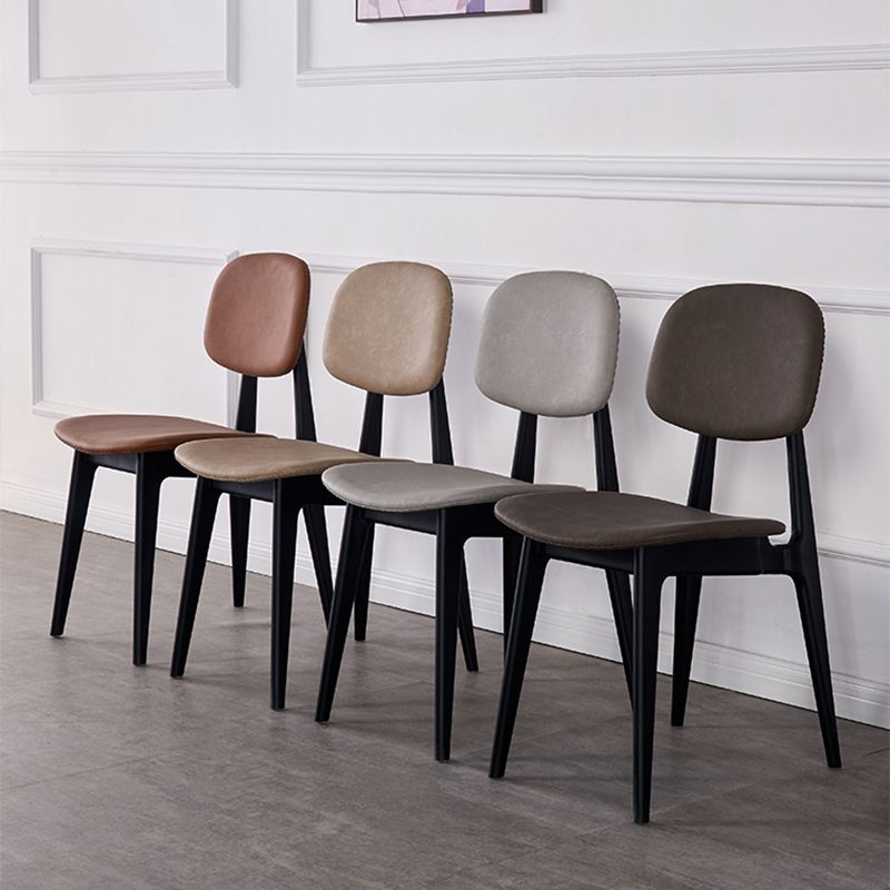 Chaises de salle à manger sans bras en cuir PU, chaise latérale à dossier ouvert avec pieds en plastique