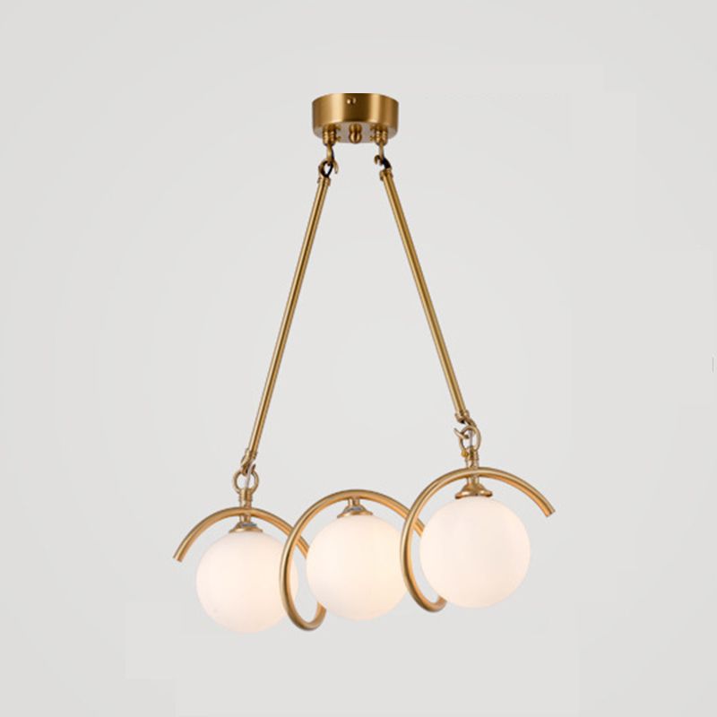 Moderne Kupfer Island Lights Multi-Head-Restaurant Hängende Lampen mit Globe Glass Shade