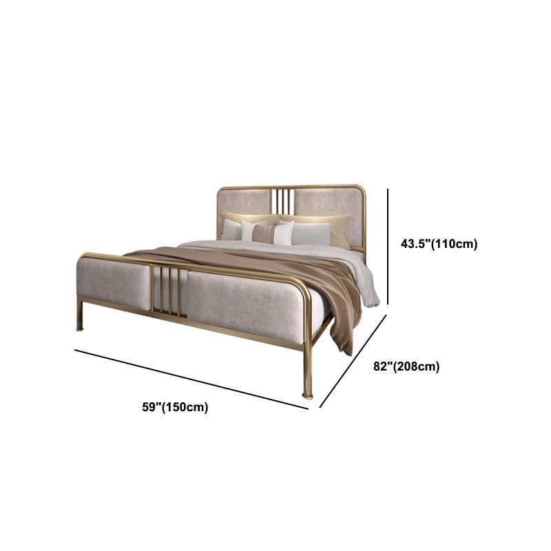 84.65 inch Wide Contemporary Bed Frame Metal Bed with Upholstered Headboard