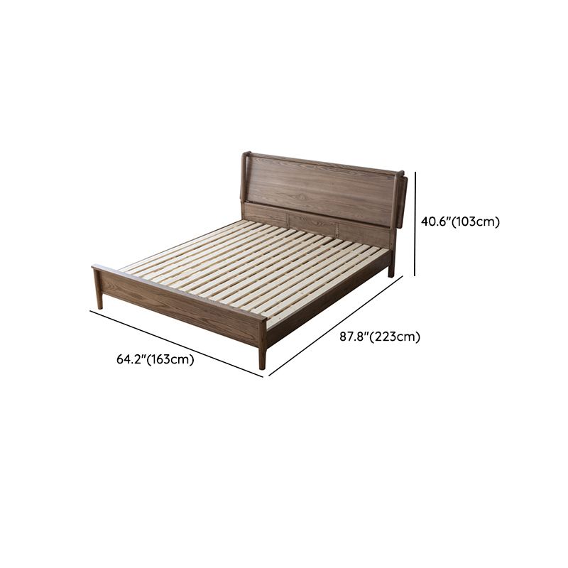 Mid-Century Modern Solid Color Bed Wood Rectangular Bed Frame