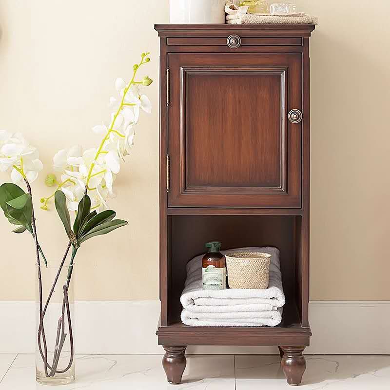 15.7" W 1 - Door Accent Cabinet in Rubberwood with Open Storage