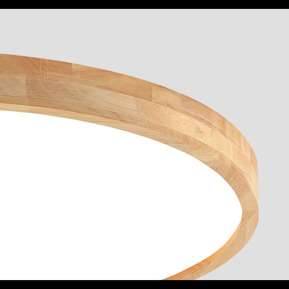 Circle Flush-Mount Light Fixture Modern Style Wooden LED Bedroom Flush Ceiling Light Fixture in Wood