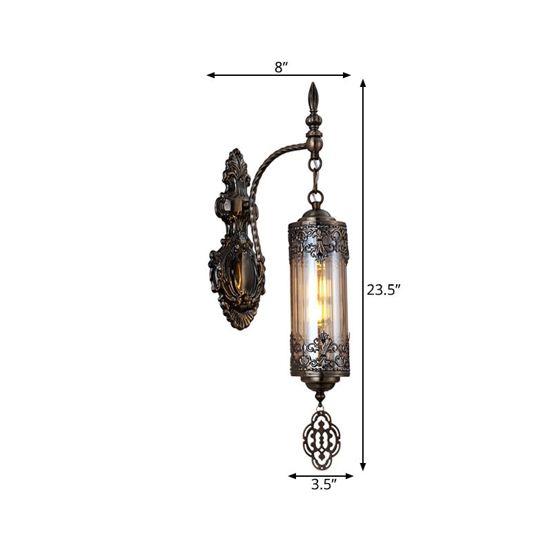 Cylinder Restaurant Wall Sconce Light Turkish Metal 1/2 Lights Bronze Wall Lighting Fixture