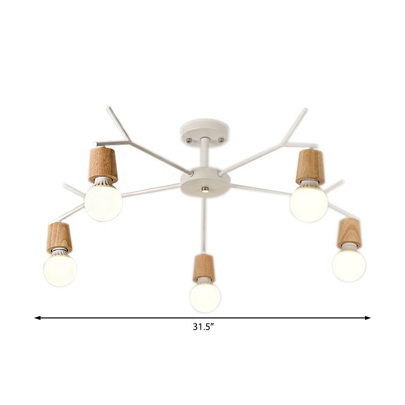 Branch Shape Living Room Chandelier Metal Multi Heads Nordic Stylish Pendant Light