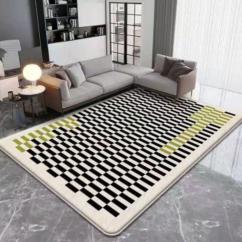 Orange Modern Carpet Polyester Check Pattern Carpet Washable Carpet for Living Room