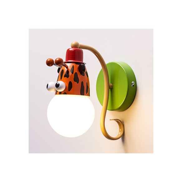 Dierenhoofd kleuterschool muur licht metaal metalen licht moderne schattige sconce lamp in groen