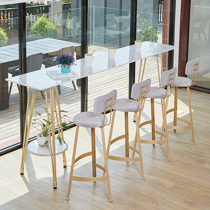 Rectangle Pub Table Glam Stone Bar Table for Cafe and Breakroom