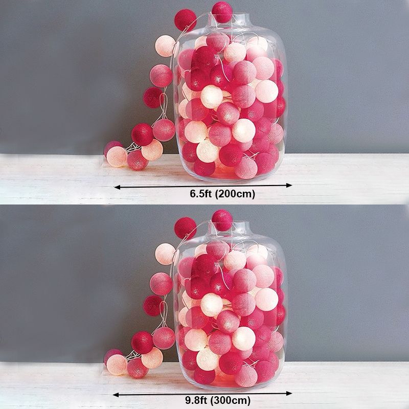 Colorful Globe LED Festive Lights in Modern Artistic Style Cotton Ball Indoor String Lights
