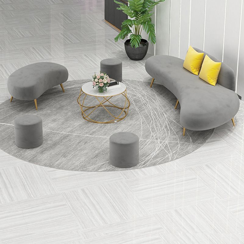 Contemporary Armless Curved Sofa with Tight Back for Living Room