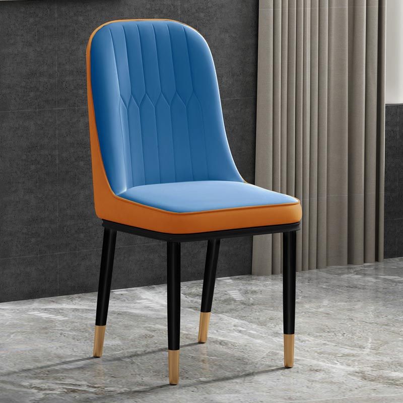 Glam Faux Leather Dining Chair Parsons Chair with 4 Legs in Matte Finish for Home