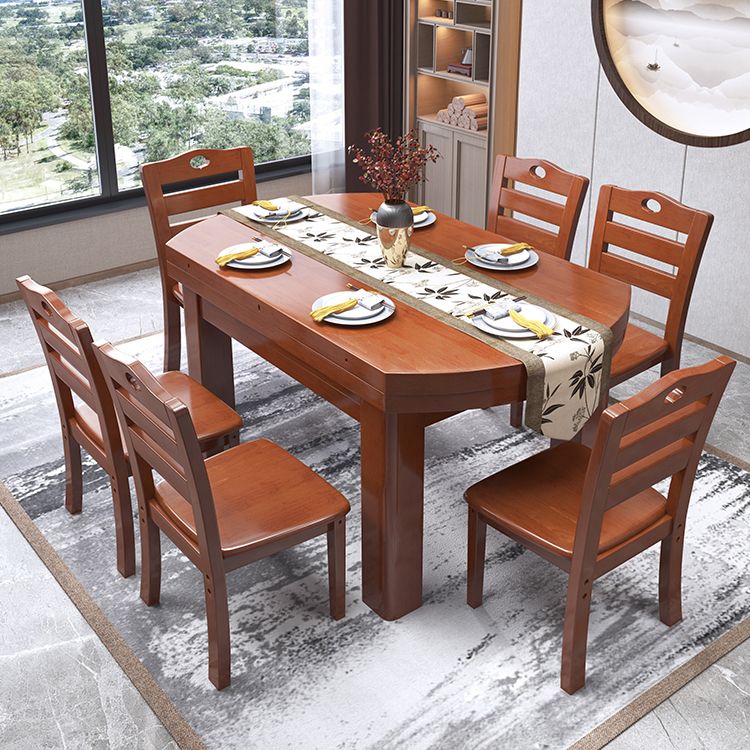 Minimalist Solid Wood Round Table Standard Extendable Dining Table with 4 Legs Base