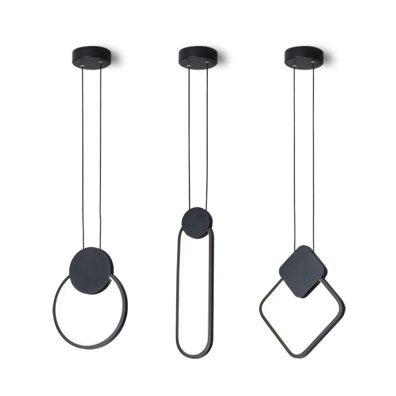 Minimalismus -LED -Pendellichtkit Black Geometrisches hängendes Lichtkit mit Metallschatten