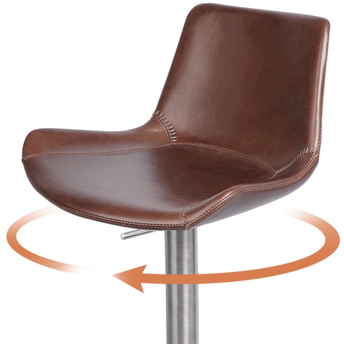 Contemporary Adjustable Height Swivel Leather Bar Stool with Footrest
