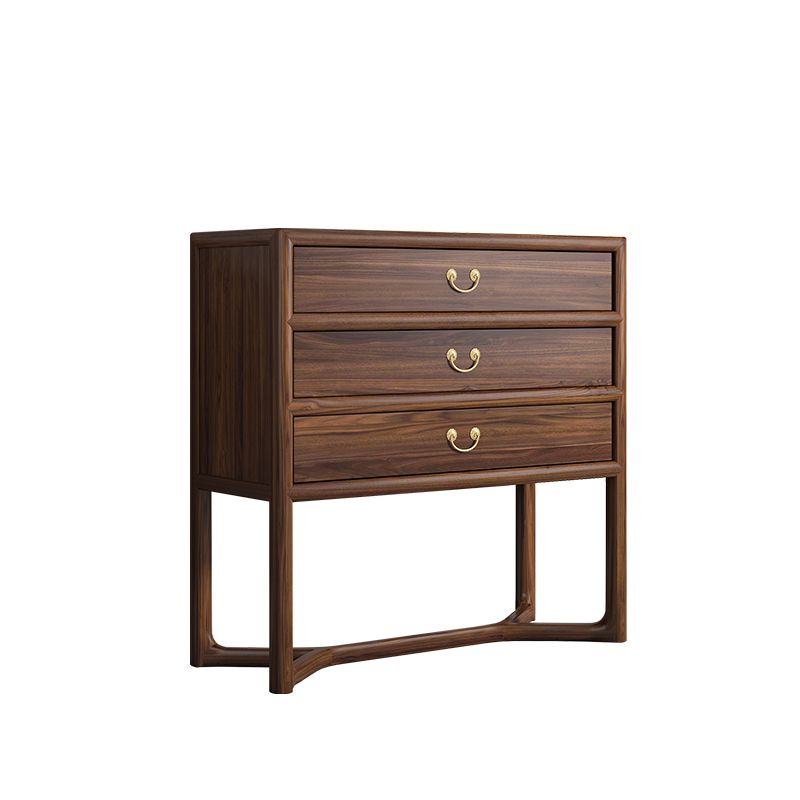 Dark Brown 3 Drawers Chest 14.97" Wide Solid Wood Accent Chest