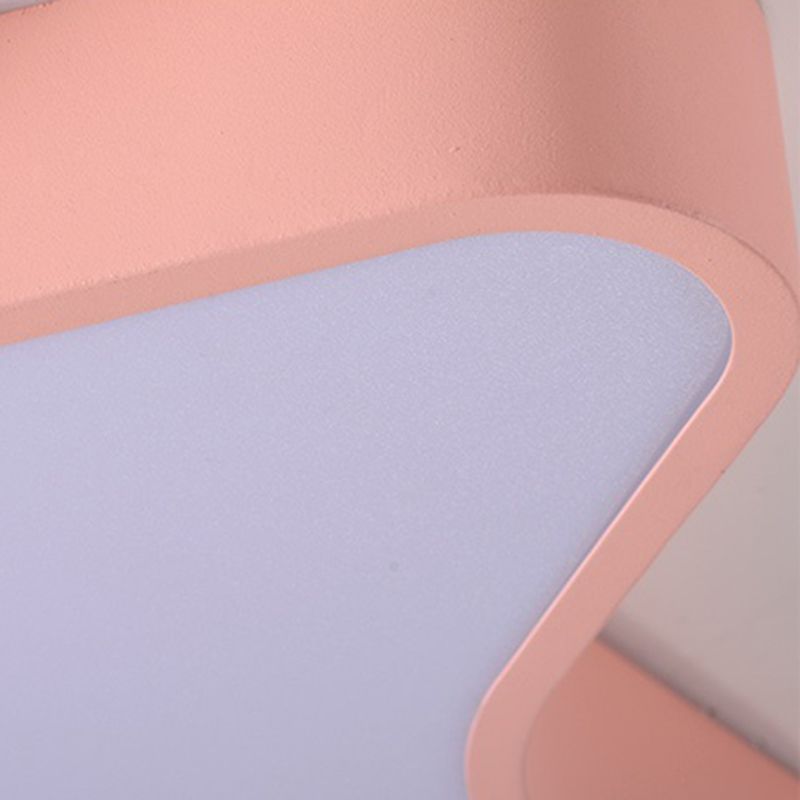 Pentagram Shape LED Ceiling Lamp Macaroon Modern Iron 1 Light Flush Mount for Bedroom