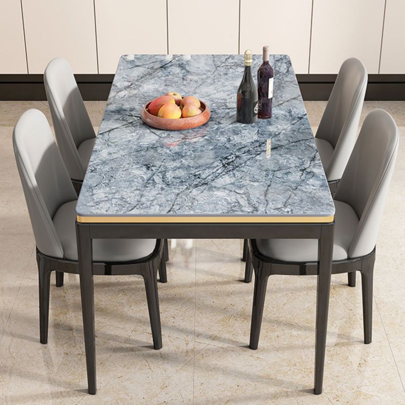 Medieval Modern Sintered Stone Dining Table Rectangle Kitchen Table with 4 Legs