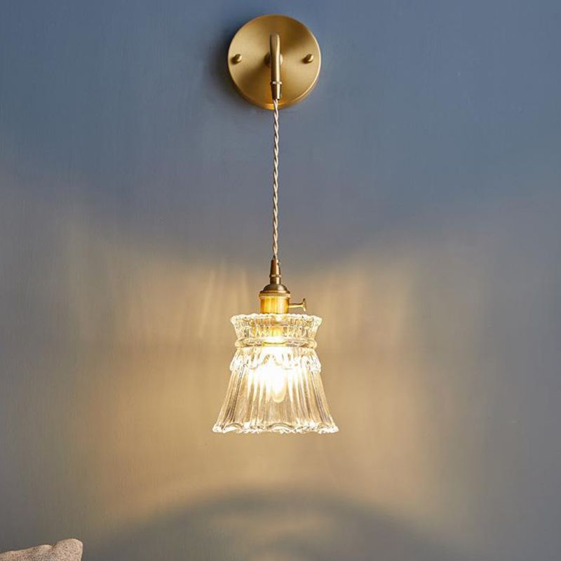 Glass Geometric Shape Wall Lighting Industrial Style 1 Light Wall Light Sconce in Gold